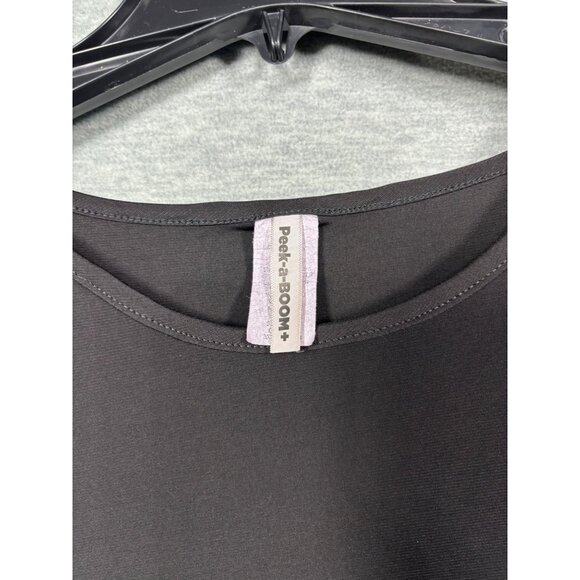 Peek-A-Boom Womens‎ 3X Tunic Short Sleeve Black Geometric Pattern Stretch Fabric - Picture 2 of 7